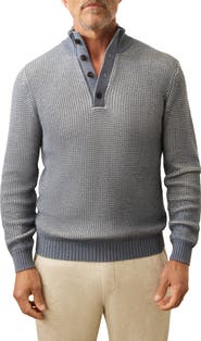 Faherty Quarter Button Organic Cotton & Cashmere Sweater