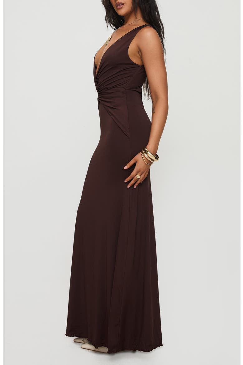 frederica plunge maxi dress chocolate Frederica Plunge Maxi Dress Chocolate Petite