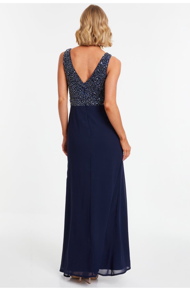 QUIZ Chiffon Embellished Wrap Split Evening Dress, Alternate, color, 