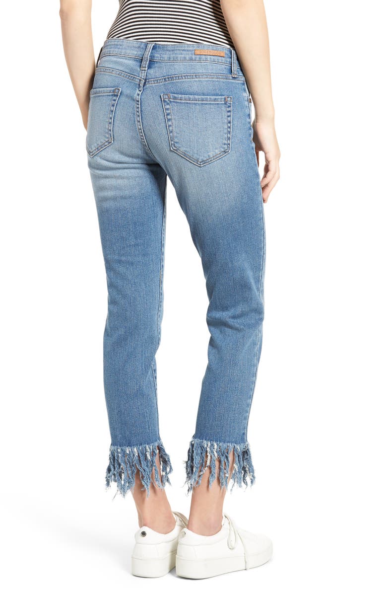 Sun & Shadow Fringe Cuff Crop Jeans, Alternate, color, 