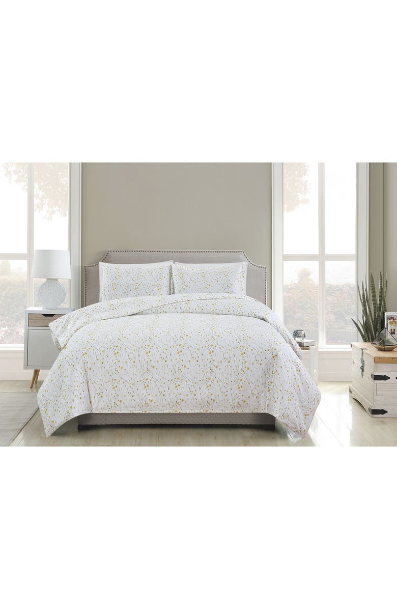 MELANGE HOME Yellow Buttercup 400 Thread Count 100% Cotton Duvet Cover Set, Alternate, color, Yellow