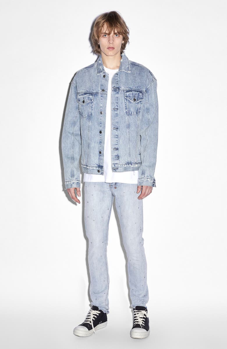 Ksubi Chitch Metalik Blue Embellished Skinny Jeans, Alternate, color, 