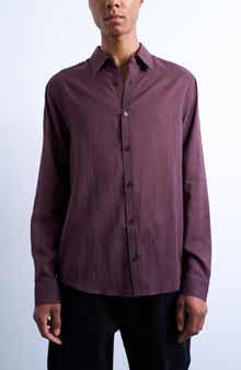 Pinstripe Semisheer Cotton Button-Up Shirt