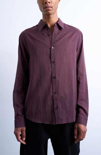 Pinstripe Semisheer Cotton Button-Up Shirt