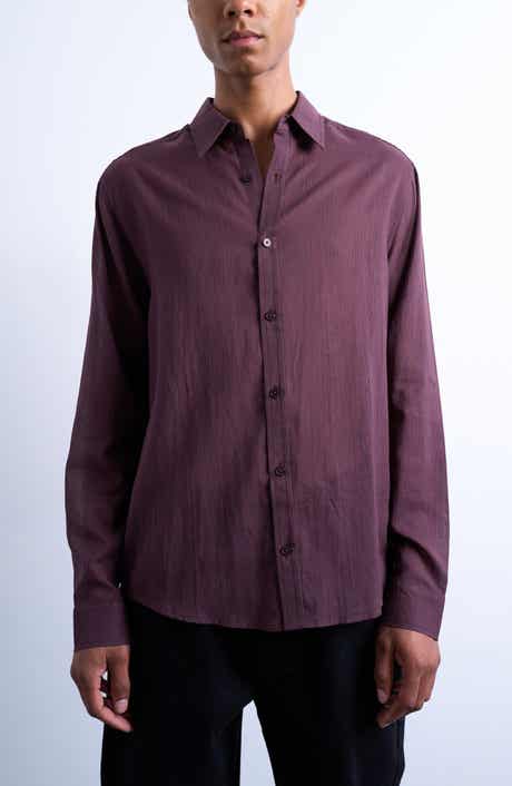 Pinstripe Semisheer Cotton Button-Up Shirt