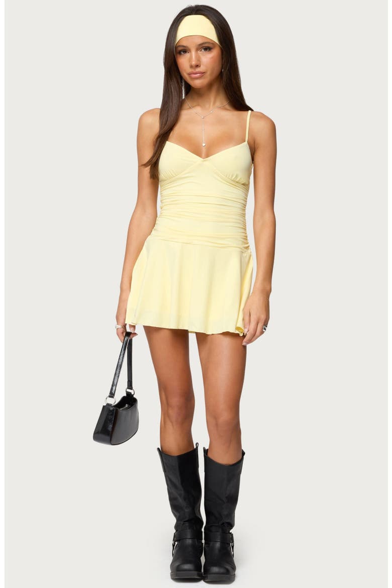 Deborah Ruched Minidress, Alternate, color, YELLOW
