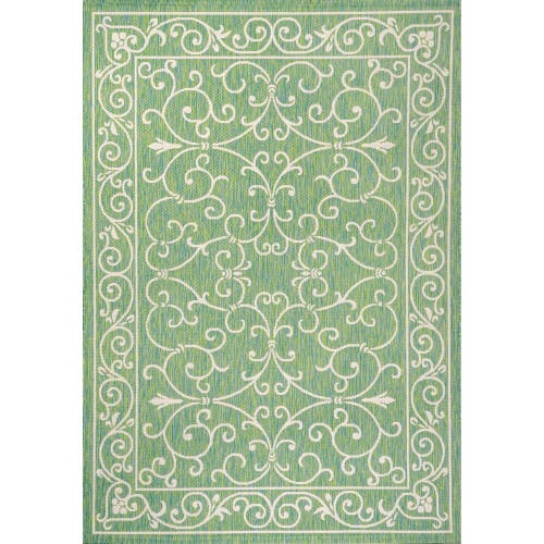Jonathan Y Charleston Vintage Filigree Textured Weave Indoor/outdoor Area Rug In Green/ivory