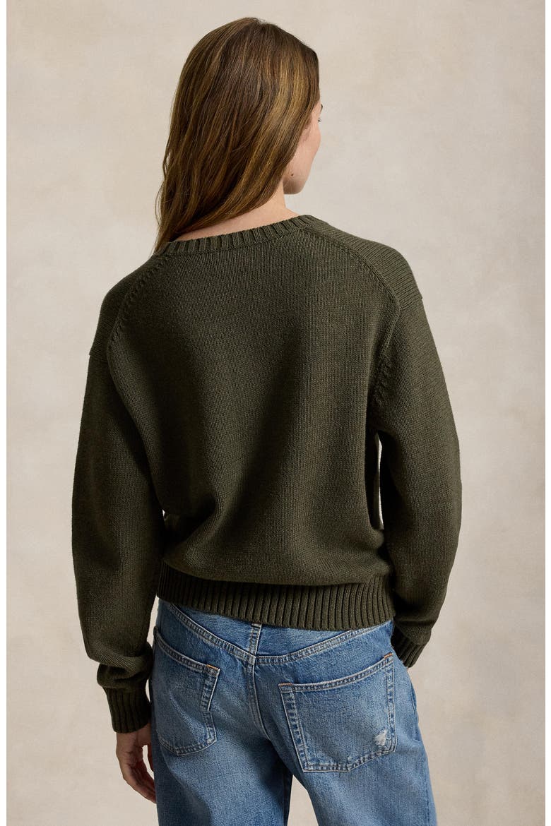 Polo Bear Cotton Crewneck Sweater, Alternate, color, MARLED OLIVE
