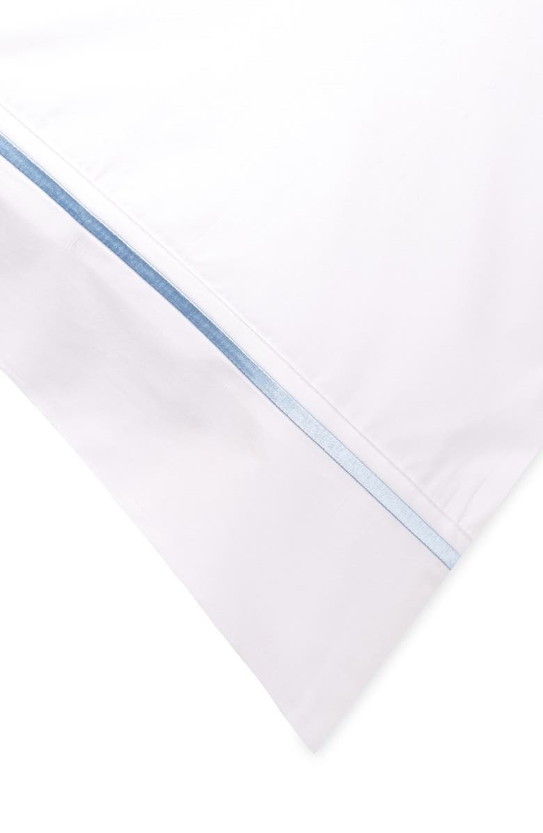 MELANGE HOME Single Embroidered Line 300 Thread Count 100% Cotton Pillowcases, Alternate, color, Blue