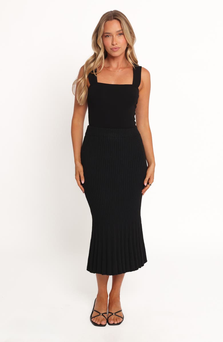 Petal & Pup Balla Rib Midi Skirt, Alternate, color, Black