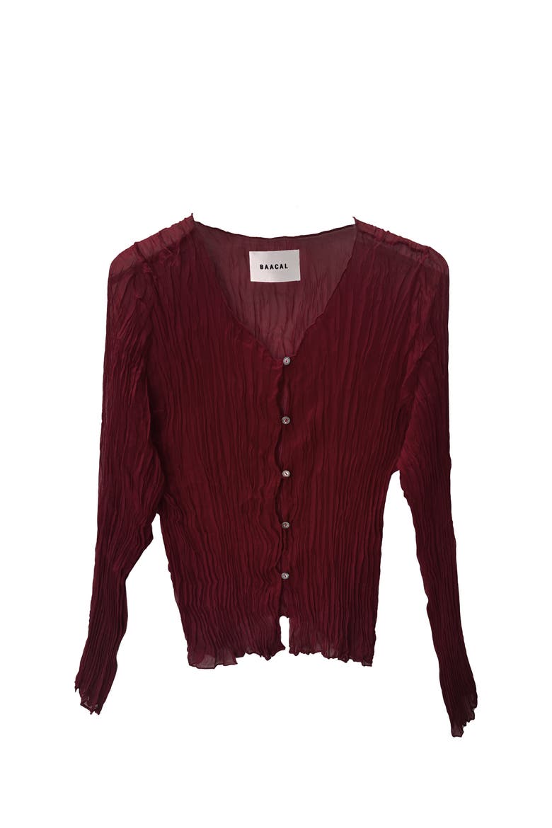 Maya pleated cardigan, Main, color, Burgundy