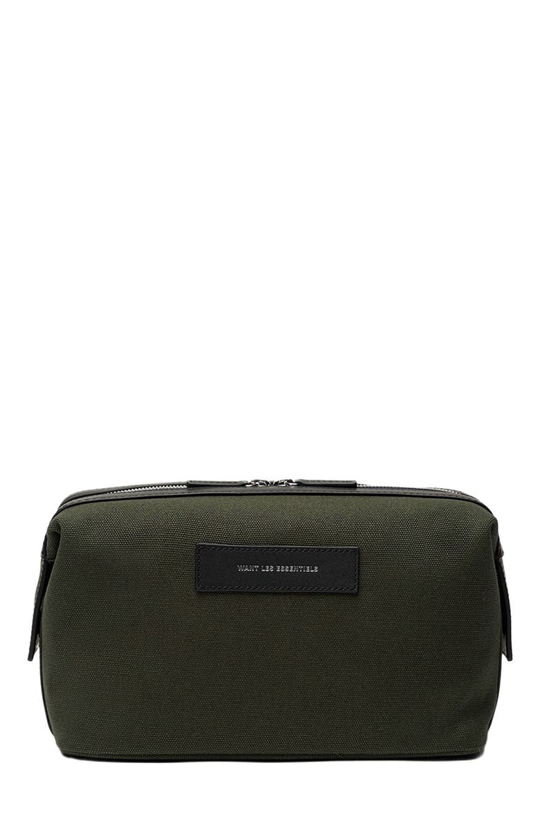 Want Les Essentiels Kenyatta Organic Cotton Canvas Toiletry Bag, Main, color, Green