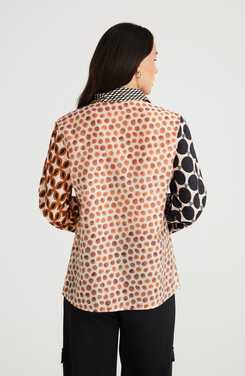 Brave + True Brave+true Lucy Print Colorblock Button-up Shirt In Gingerbread