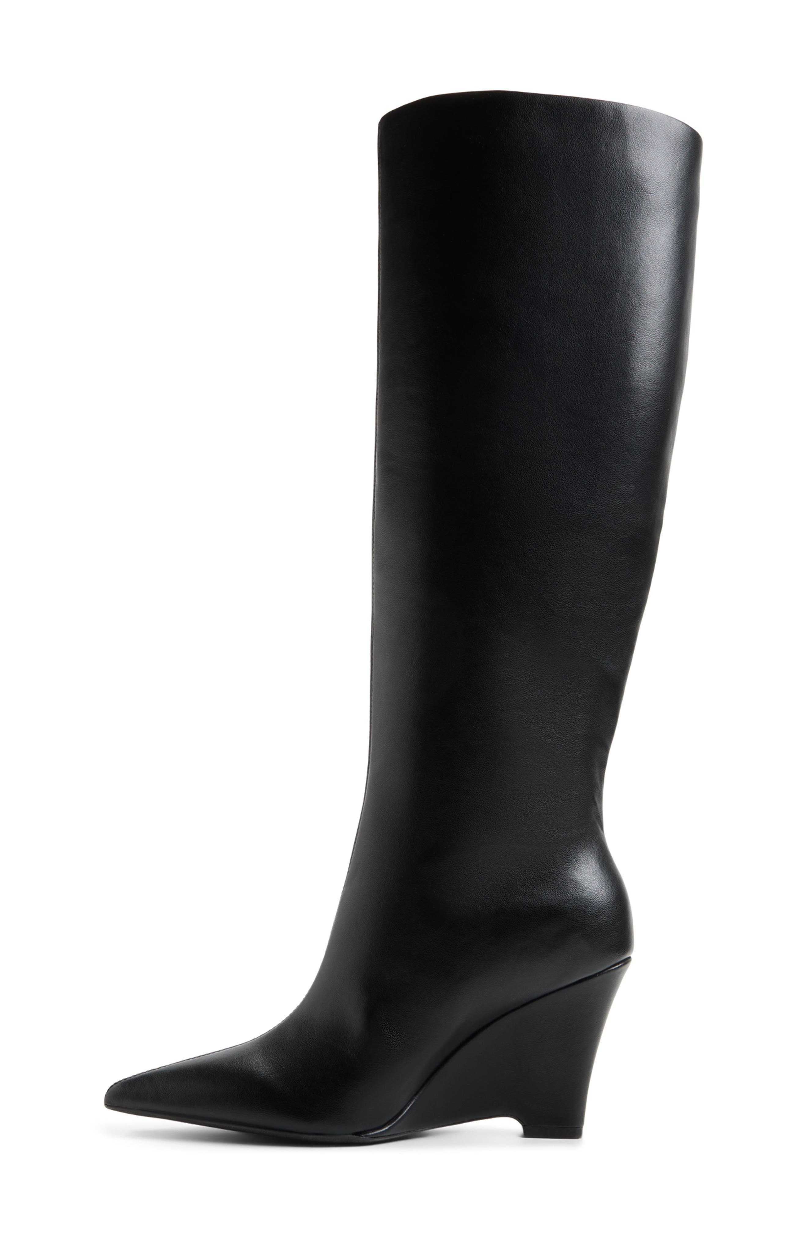Zalya Wedge Knee High Boot, Alternate, color, BLACK
