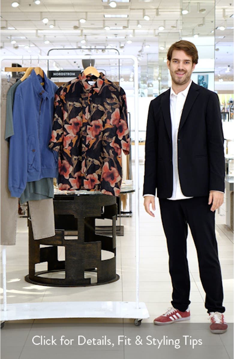 Floral Short Sleeve Cotton & Linen Button-Up Shirt, sales video thumbnail