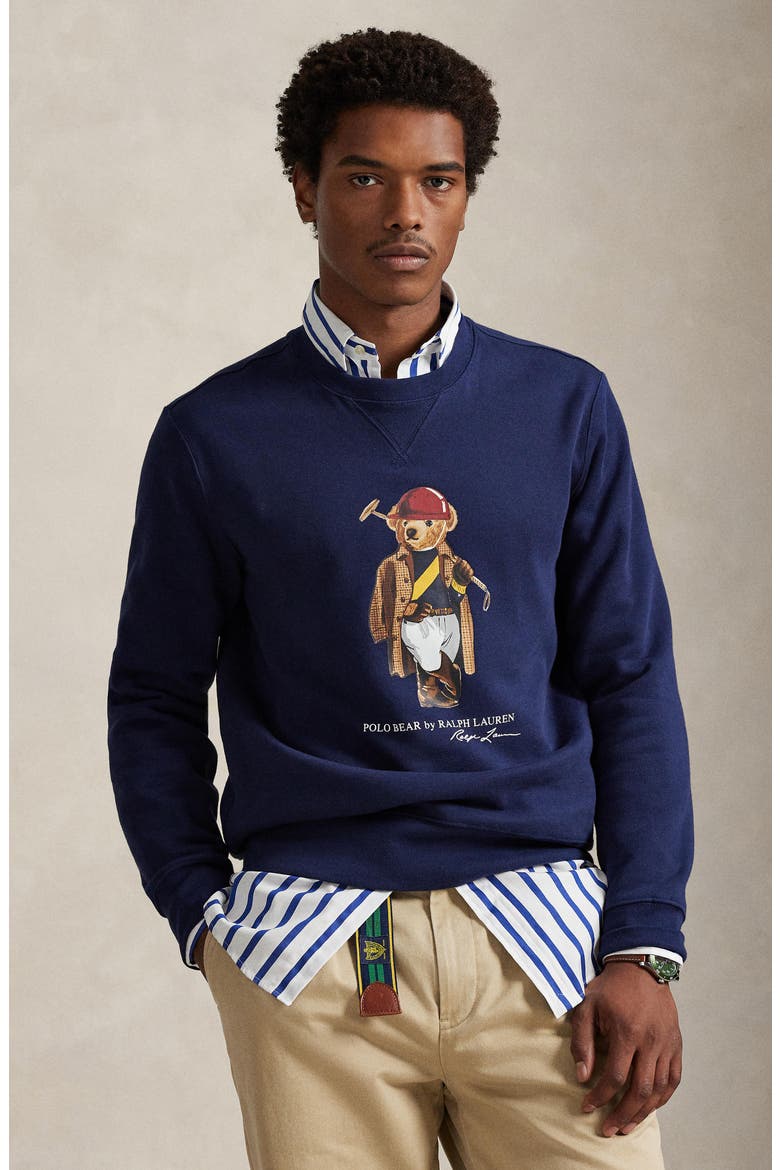 Polo Bear Fleece Graphic Sweatshirt, Alternate, color, NEWPORT NAVY-SOCIETY BEAR
