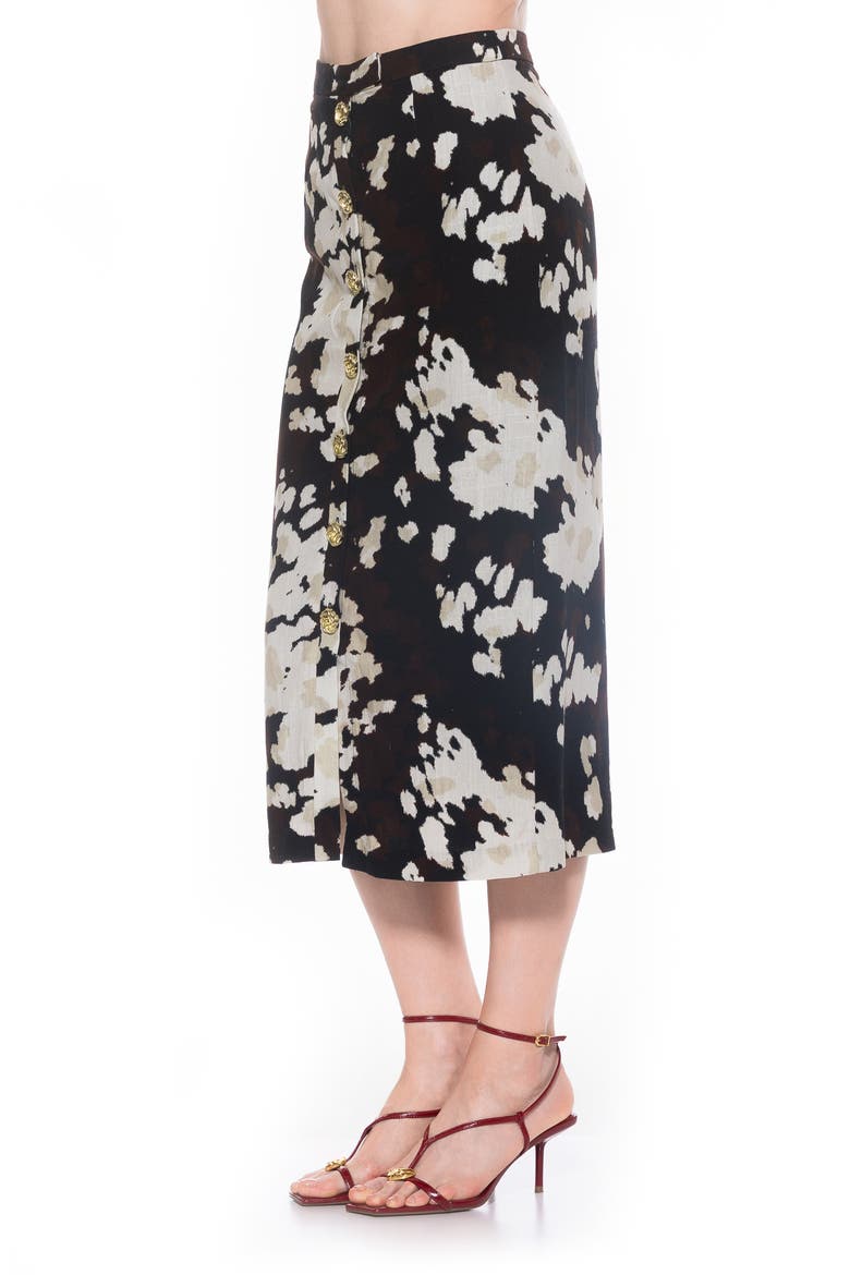 Carla Button Front Midi Skirt, Alternate, color, MULTI COW