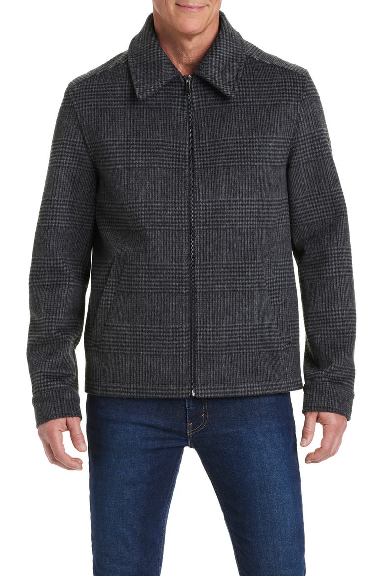 Plaid Flannel Zip Jacket, Alternate, color, CHARCOAL PRINCE OF WALES
