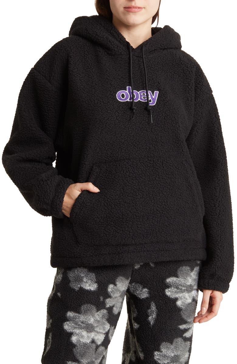 Obey Harper High Pile Fleece Hoodie, Main, color,
