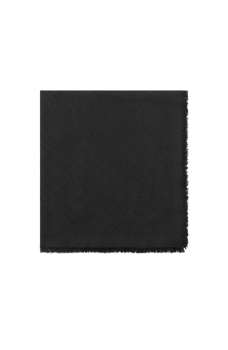 Burberry Wide Check Wool Silk Scarf, Alternate, color, Black