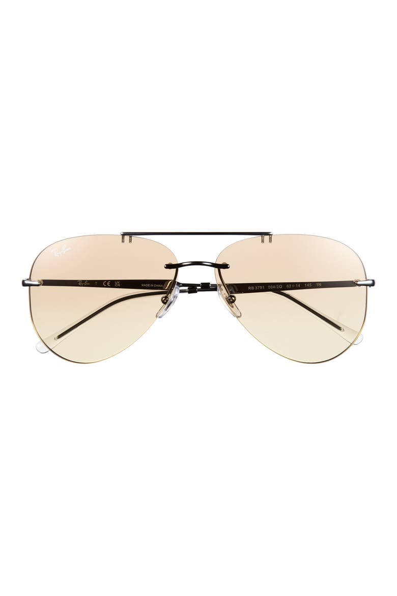 62mm Oversize Pilot Sunglasses, Main, color, GUNMETAL / YELLOW GRAY