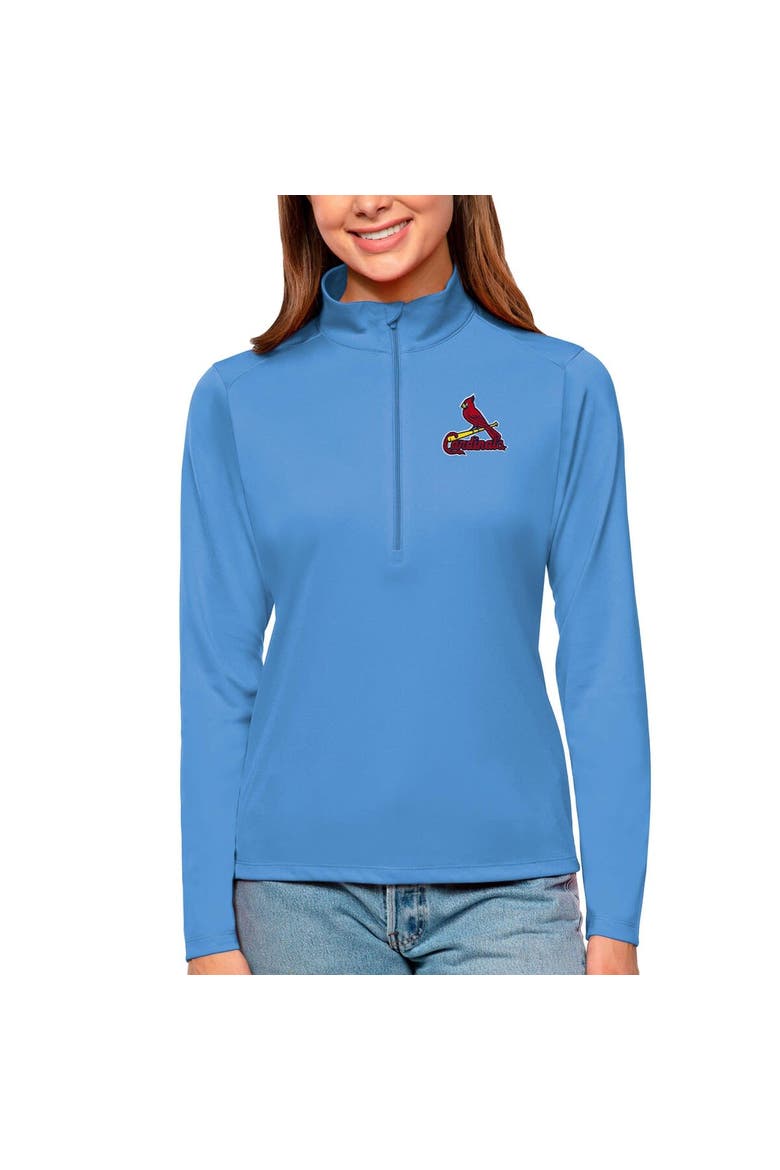 Women's Antigua Light Blue St. Louis Cardinals Tribute Quarter-Zip Pullover Top, Main, color, Light Blue