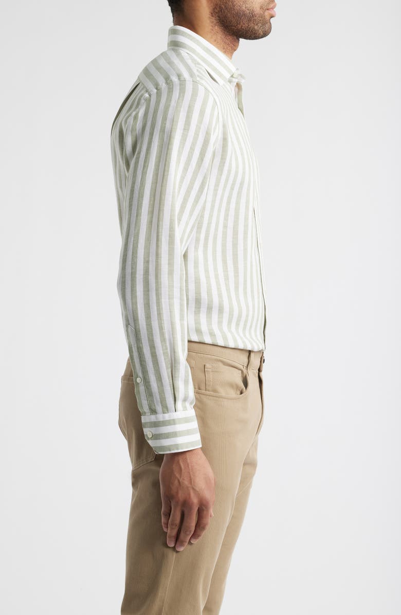 Scott Barber Coastal Regular Fit Stripe Linen & Lyocell Button-Up Shirt, Alternate, color,