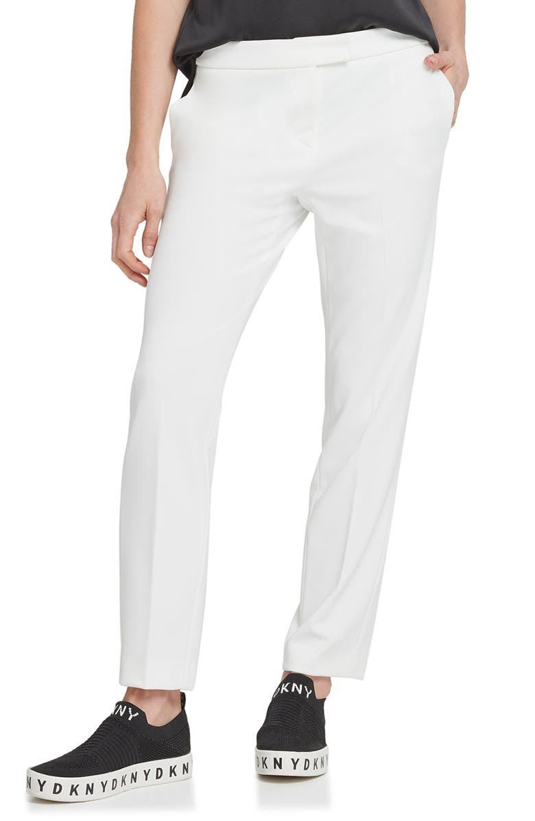 DKNY Flat Front Straight Leg Career Pants, Main, color, 