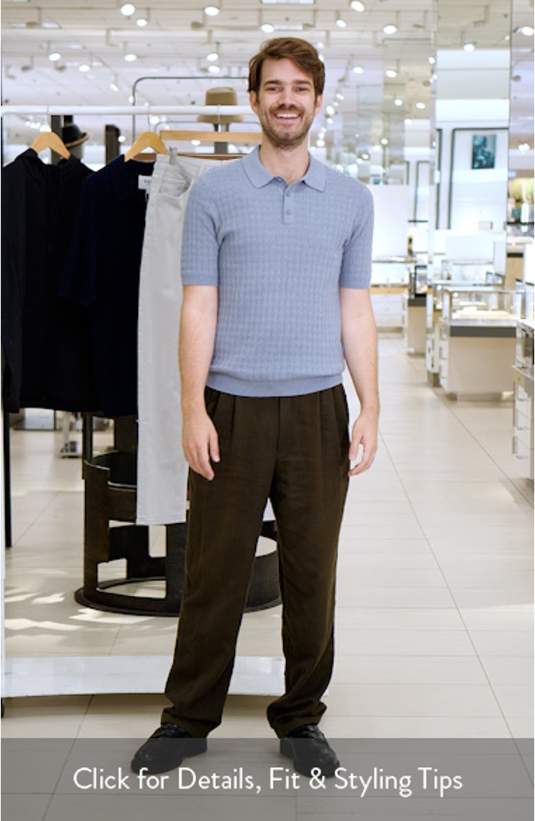 Naples Diamond Stitch Cotton & Cashmere Polo Sweater, sales video thumbnail