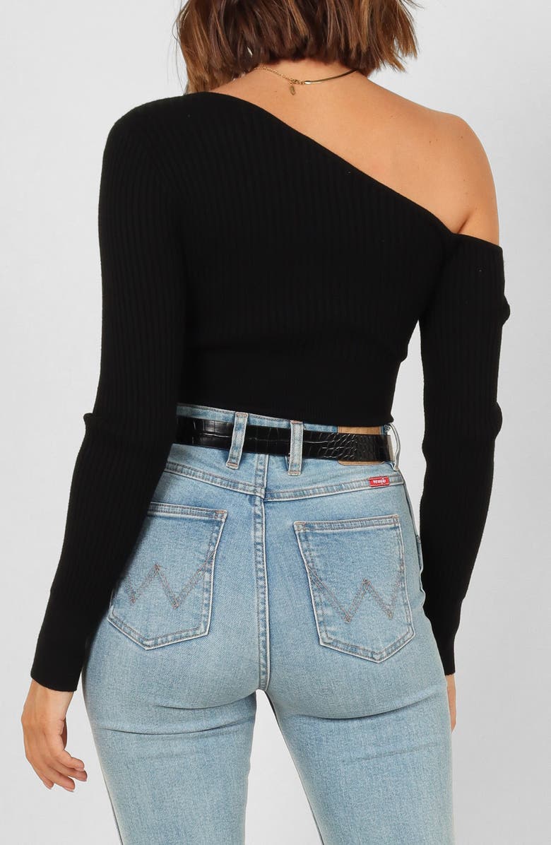 Petal & Pup Tina One-Shoulder Rib Crop Sweater, Alternate, color, 