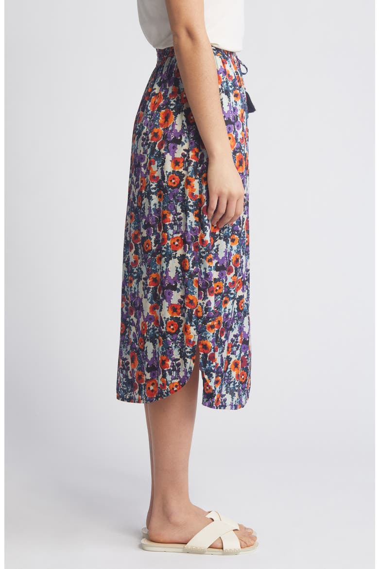 Silja Print Drawstring Waist Midi Skirt, Alternate, color, MEADOW VIOLET