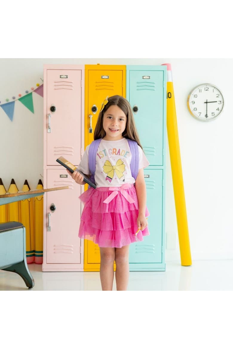 First Grade Pencil Bow Short Sleeve T-Shirt, Alternate, color, Pink