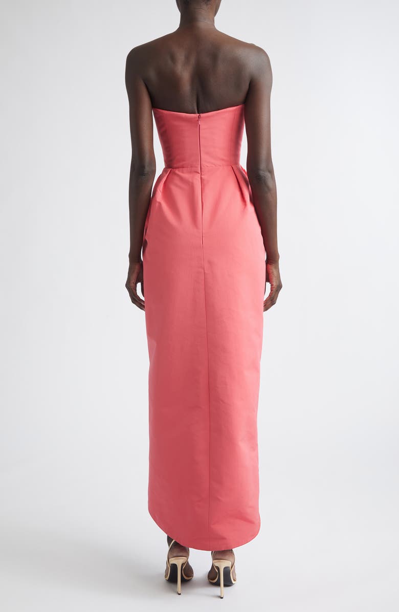 Oscar de la Renta Strapless Faille Gown, Alternate, color, Guava