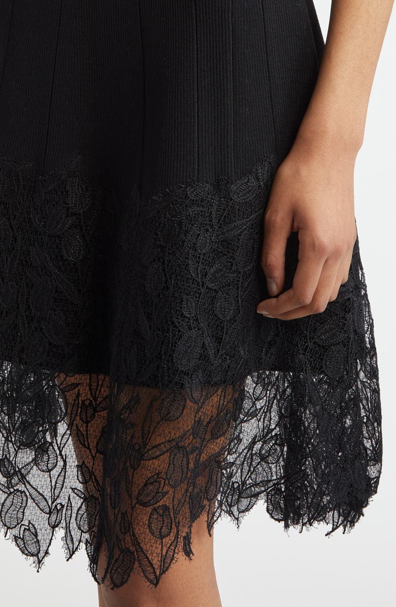 Lela Rose Lace Trim Sleeveless Rib Dress, Alternate, color, 