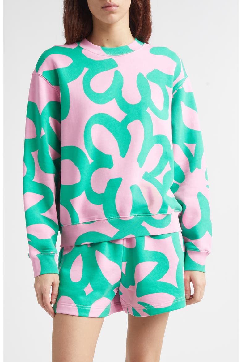 Leiot Jättikukka Kioski French Terry Sweatshirt, Main, color, LIGHT PINK GREEN