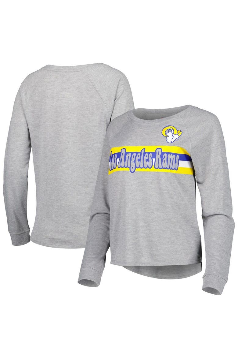 Juniors Heathered Gray Los Angeles Rams All Striped Up Raglan Long Sleeve T-Shirt, Main, color, Heather Gray