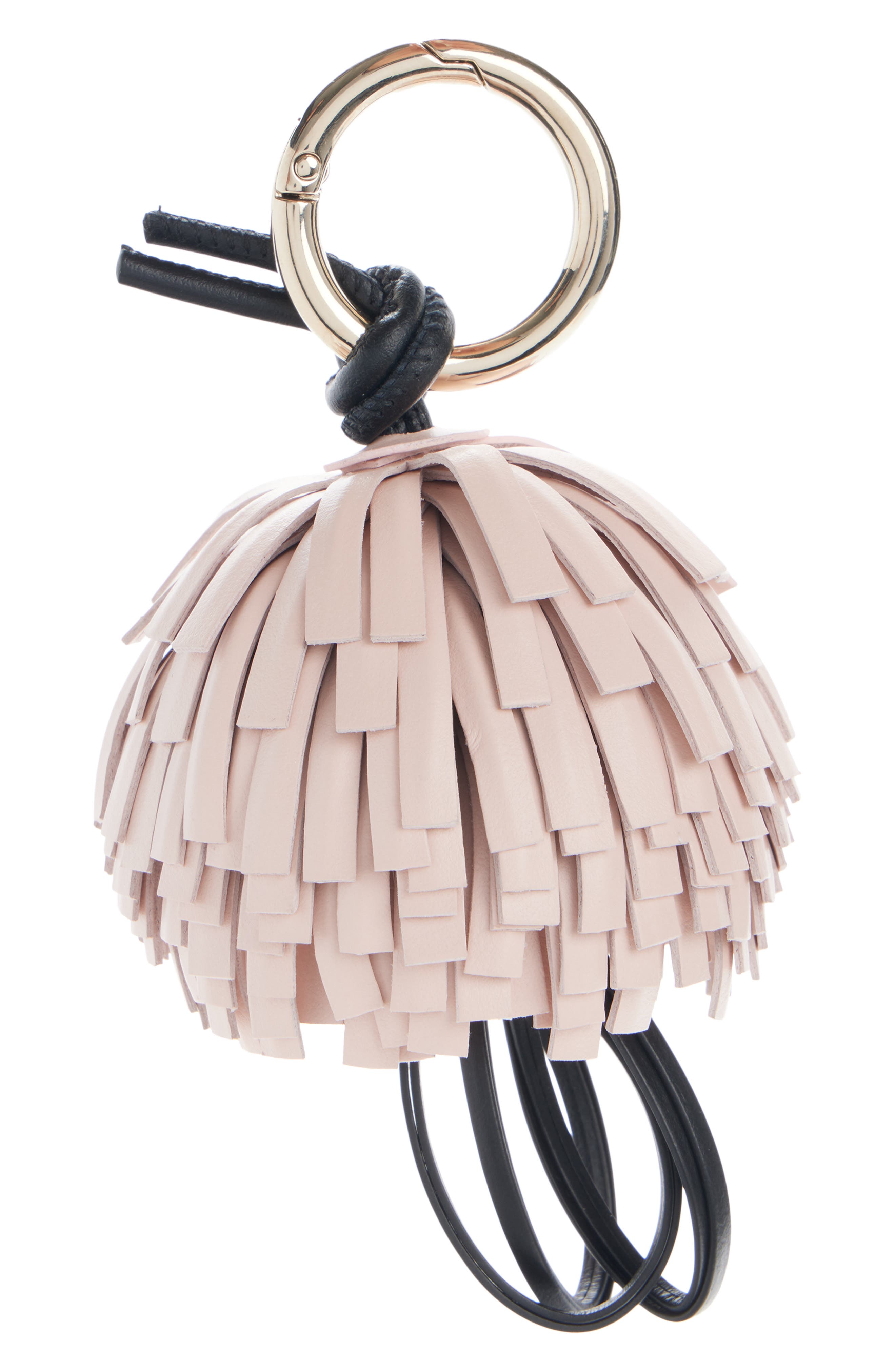 Petal Daisy Leather Bag Charm, Alternate, color, BLACK/PINK