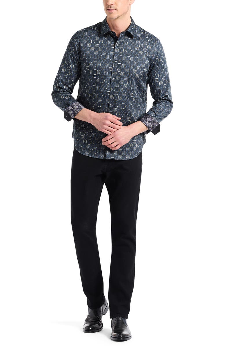 Robert Graham Deckard Cotton Button-Up Shirt, Alternate, color, Grey Multi