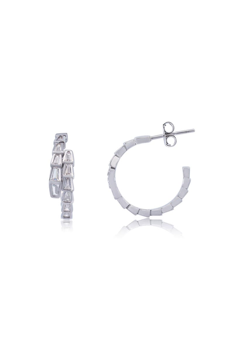 CZ Snake Hoop Earrings, Main, color, Sterling Silver