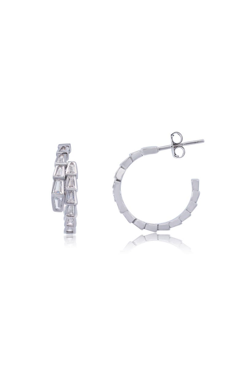 The Lovery Fine Jewelry CZ Snake Hoop Earrings, Main, color, Sterling Silver
