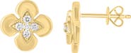EFFY 14K Gold Plated Sterling Silver Diamond Flower Stud Earrings