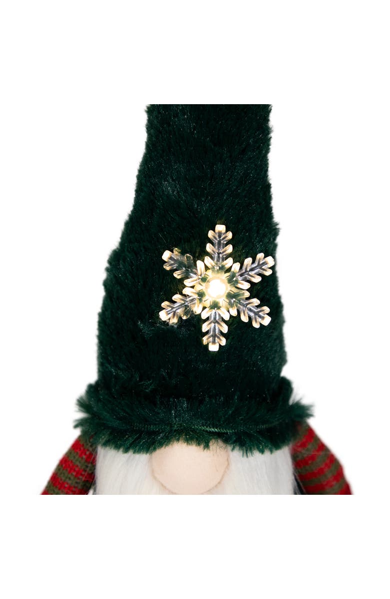 Northlight LED Lighted Sitting Gnome with Snowflake Christmas Figure - 13" - Green, Alternate, color, 
