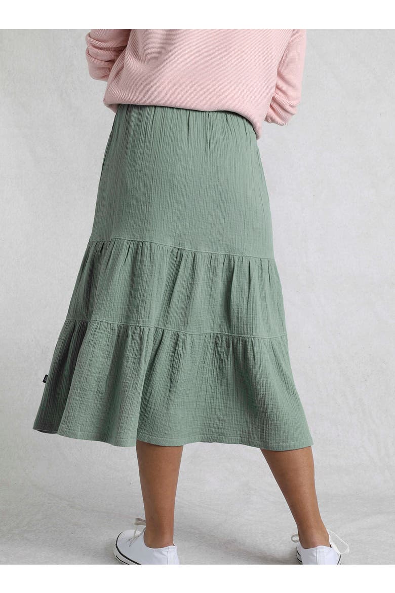 Lathika Tiered Midi Cotton Skirt, Alternate, color, Army Green