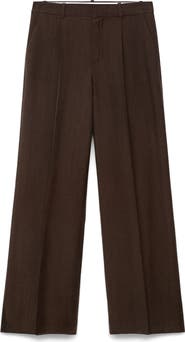 MANGO Pleated Straight Leg Lyocell Blend Suit Pants
