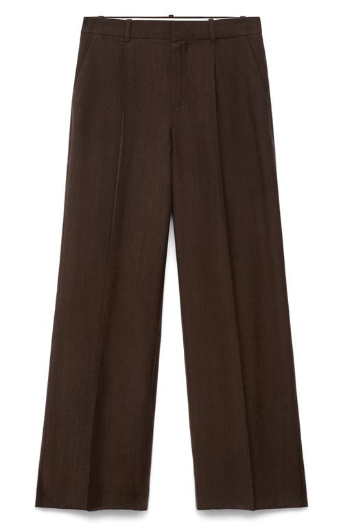 Mango Pleated Straight Leg Lyocell Blend Suit Pants In Brown