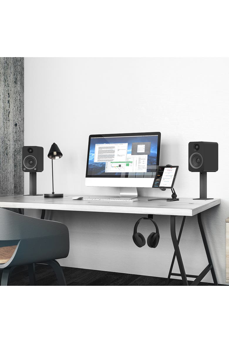 SP9 9" Universal Desktop Speaker Stands with Rotating Top Plates and Cable Management - Pair, Alternate, color, Black