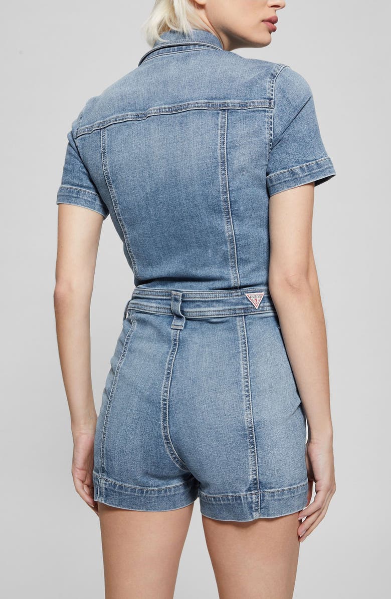 GUESS Lara Denim Romper, Alternate, color, Blue