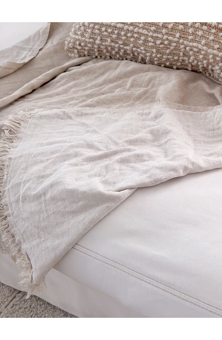 Anaya Reversible Linen Fringe Throw, Alternate, color, Natural Beige