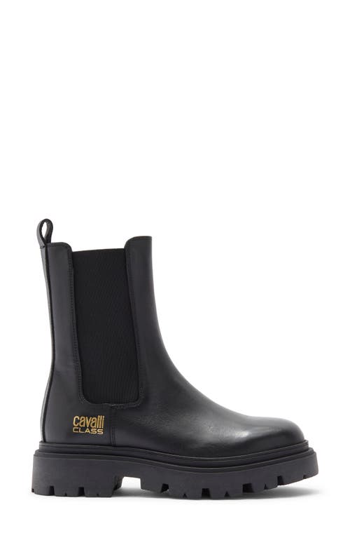 Roberto Cavalli Lug Platform Chelsea Boot In Black