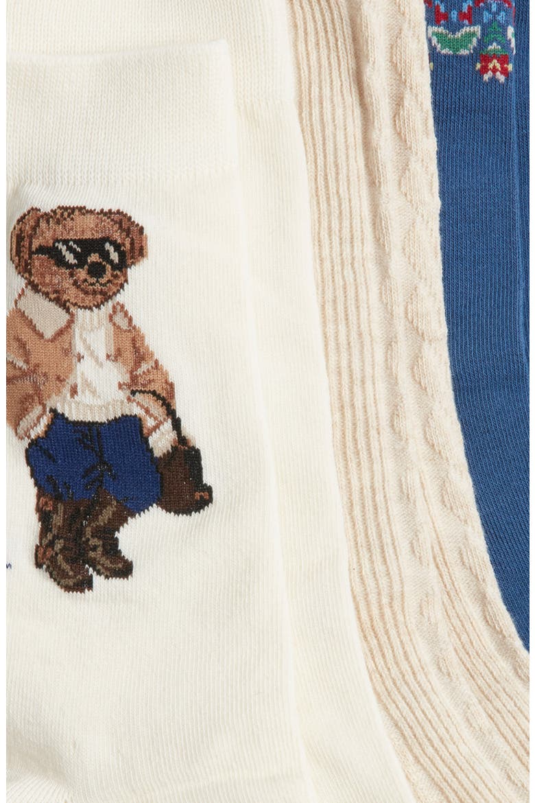 Winter Bear 3-Pack Crew Socks, Alternate, color, IVORY